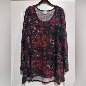 LuLaRoe Red and Black Long Sleeve Tunic Blouse